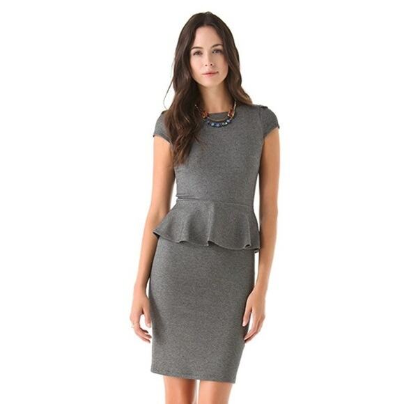 Alex and Olivia Employed Gray Peplum Career Dress - Sz 6 - Career Classy Capsule - Picture 1 of 8